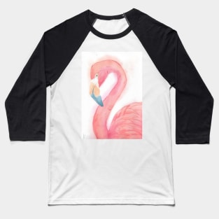 Watercolor pink flamingo painting Baseball T-Shirt